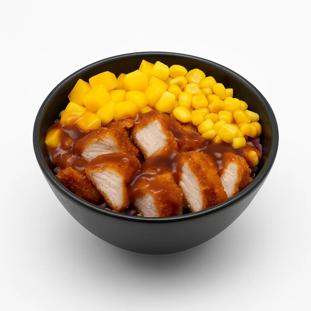 poke con pollo in tempura, mango, mais e salsa agrodolce da Shabu Lecco: le migliori poke di carne a Lecco con vini rossi italiani